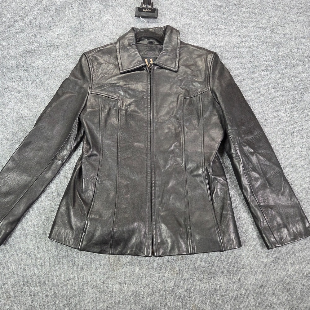 Winlit Genuine Leather Full Zip Jacket‎ Women's Medium Black Pockets
